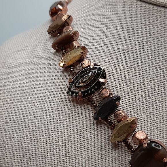Chico’s Helena Bronze Art Bead Necklace Two Strand NWT 20” Statement - Picture 6 of 12
